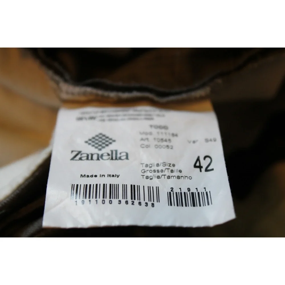 Zanella Quattro Lame Gray 100% Wool Flat Front Trousers Dress Pants 42